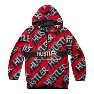 HUSTLER Spray Half-Zip Anorak Lightweight Hooded Pullover Jacket Men's